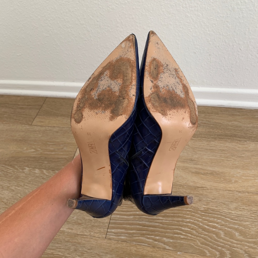 Zara Leather Animal Print Heeled Bootie - Picture 6 of 6